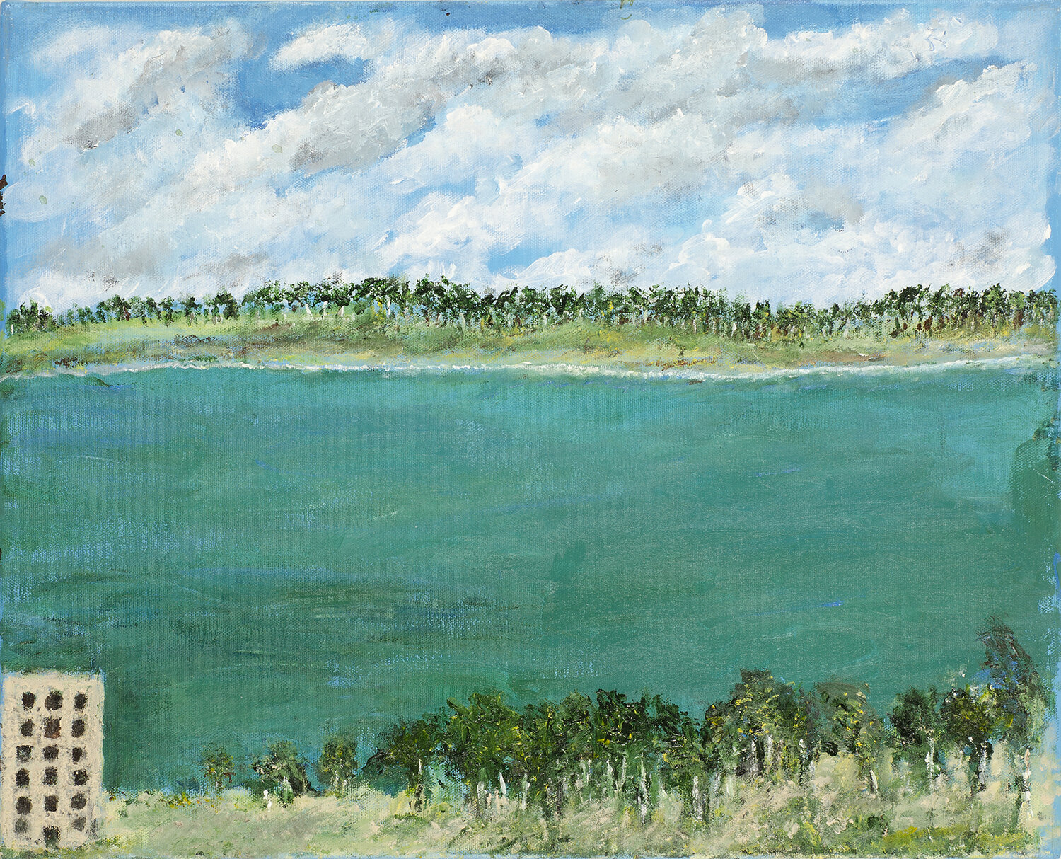Andre Lanthier, Ocean Forest Blue Sky, 16x20, acrylic on canvas