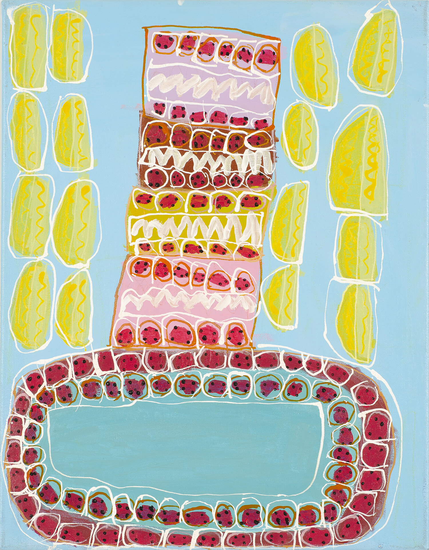 Alexa Vanveen, Cherry Cheesecake #2, 14” x 18”, acrylic on canvas