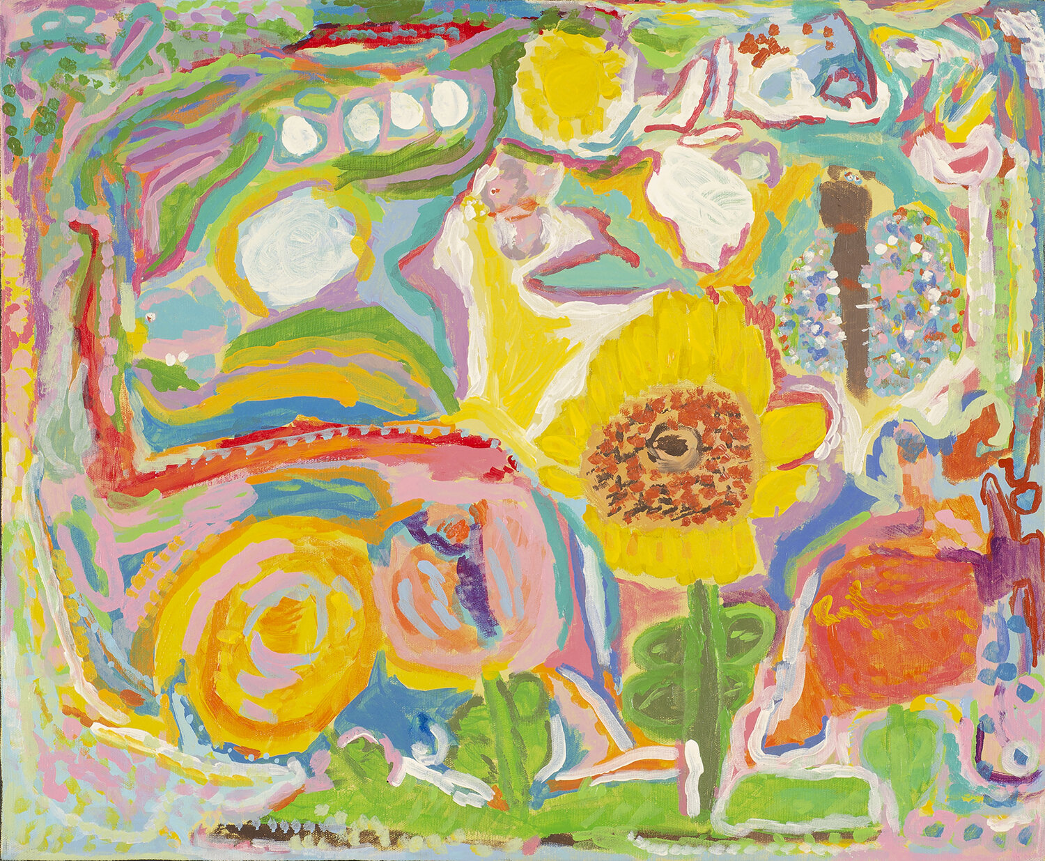 Chris Maveety, Sunflower and Bee ,14x18, acrylic on canvas