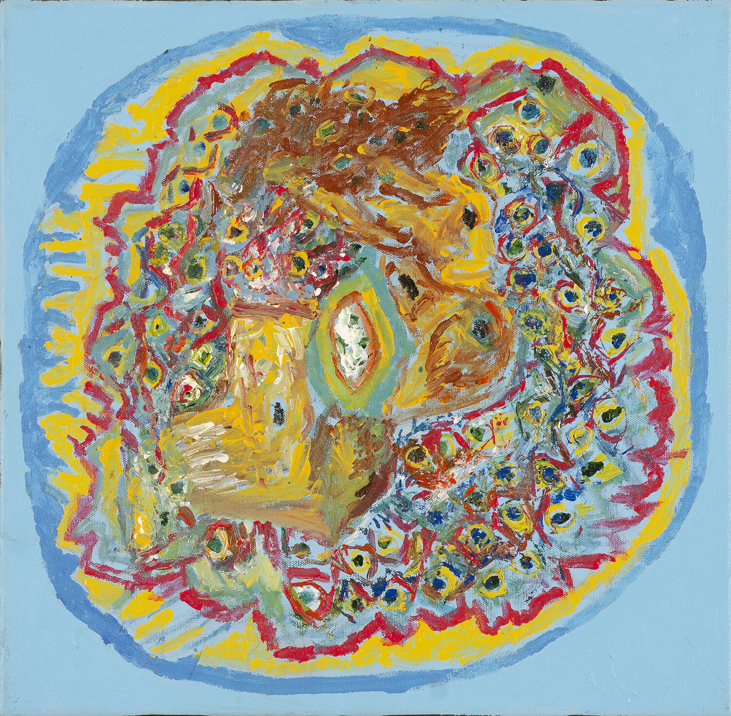 Andre Lanthier, Abstract Mandala Balbo, acrylic on canvas, 16” x 16”
