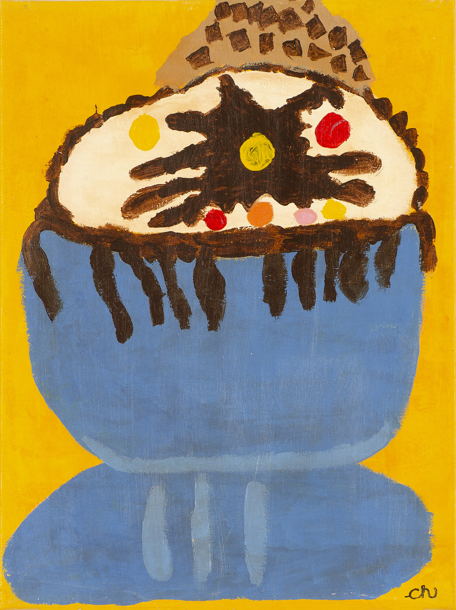 Christine Hammond, Untitled (ice cream sundae- early painting), 12” x 16”, acrylic on canvas
