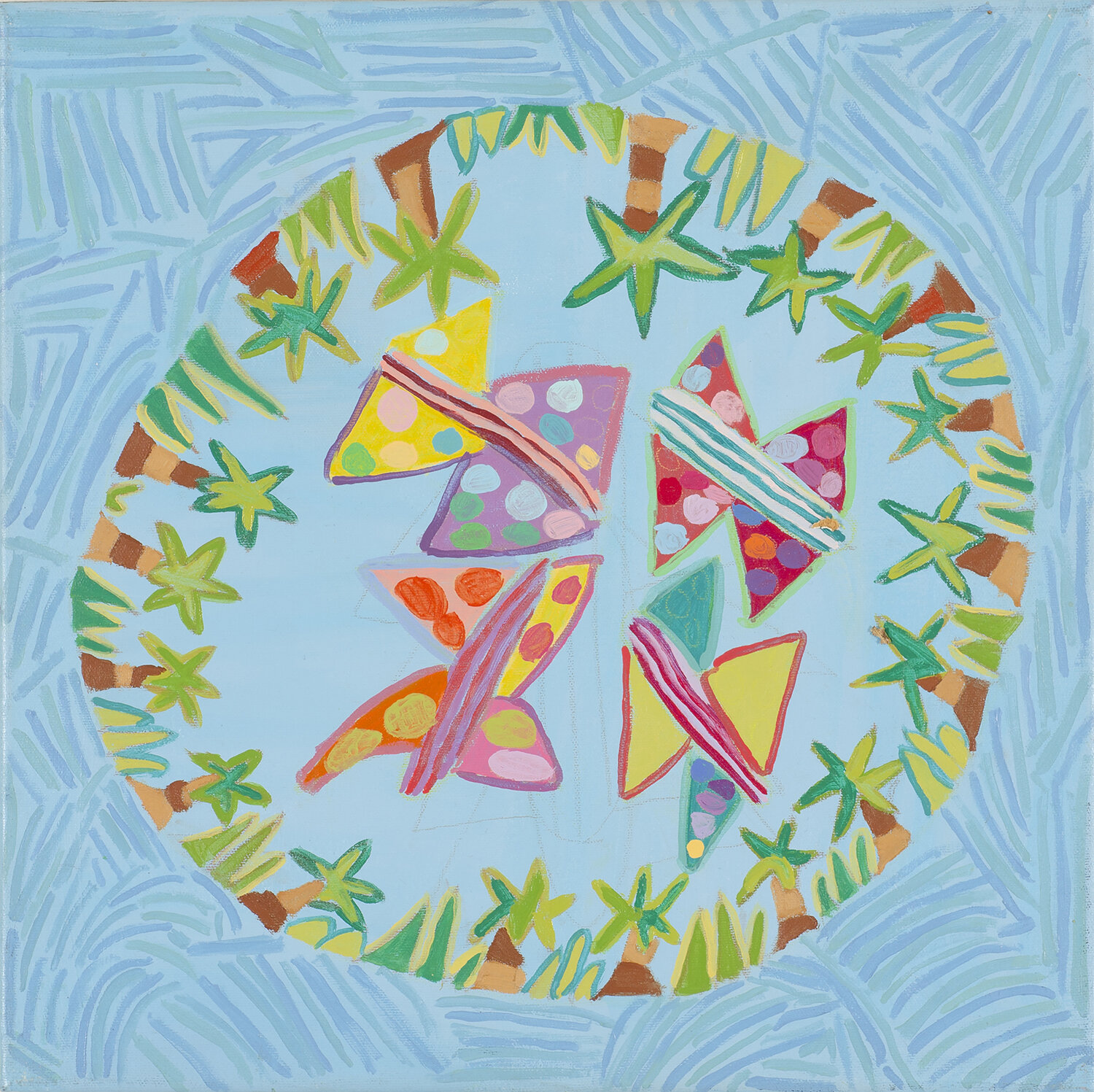 Malinda Caron, Mirrored Butterflies, acrylic on canvas, 16” x 16”.