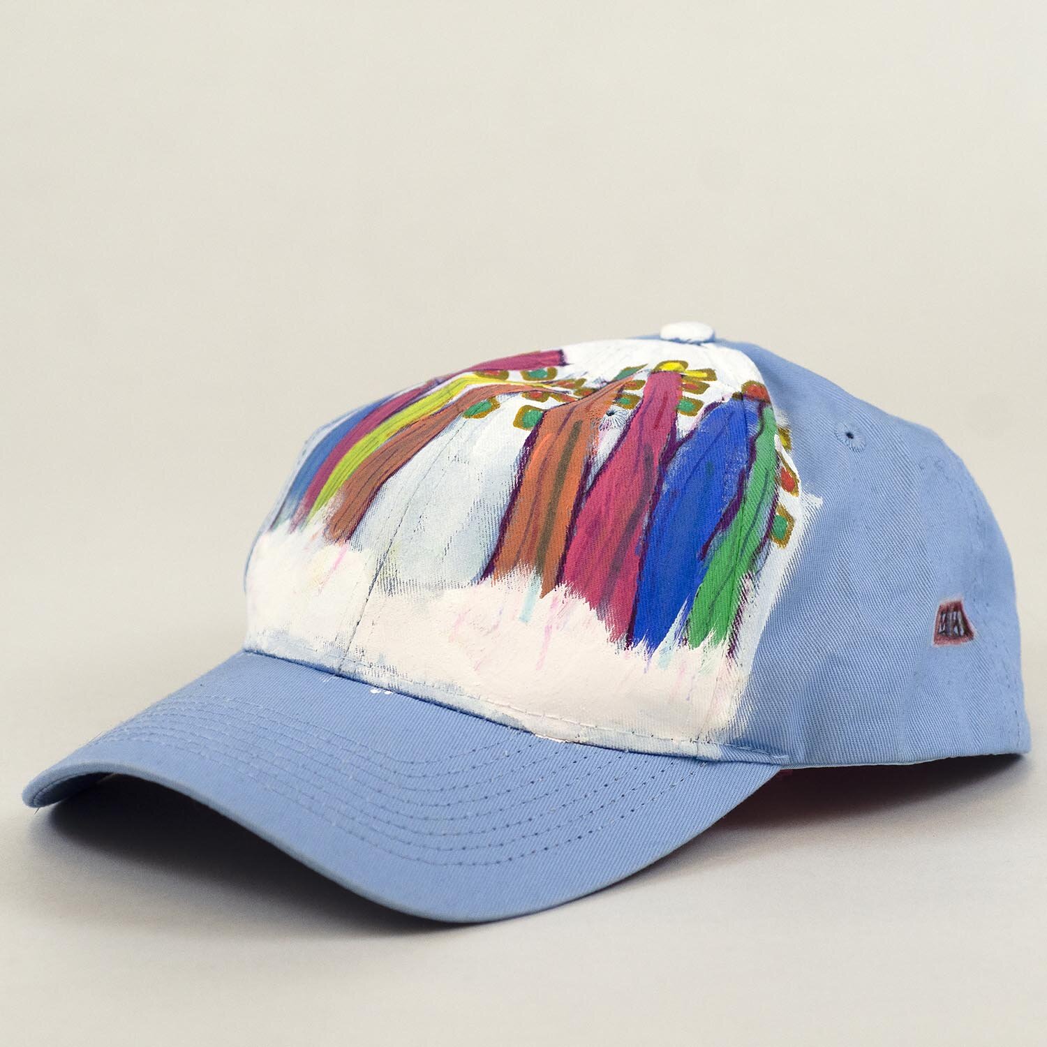 Blue Baseball Cap with hand painted Winter Trees by Mike Hinchcliff