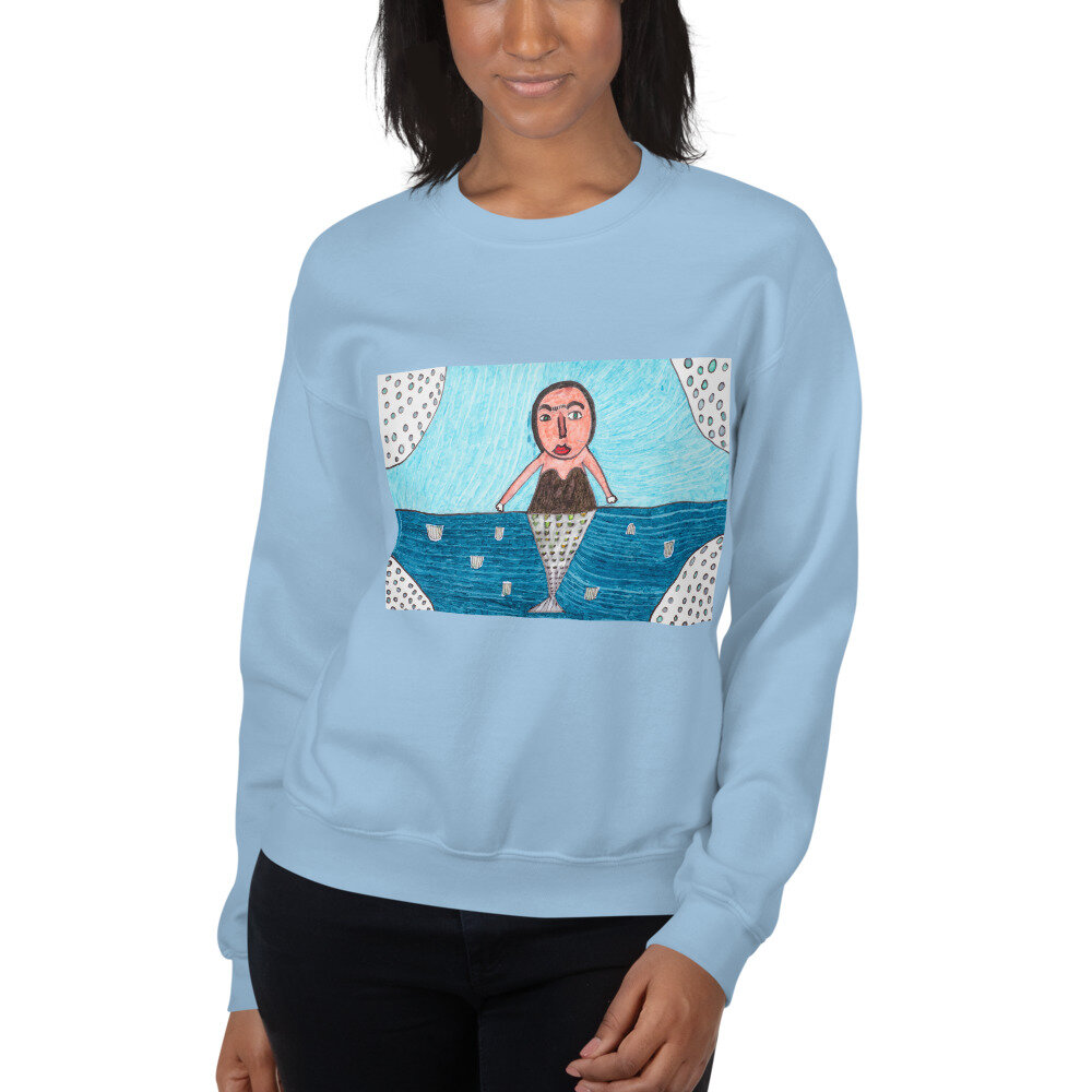 'Frida Kahlo the Mermaid' Unisex Sweatshirt by Analisa Kiskis