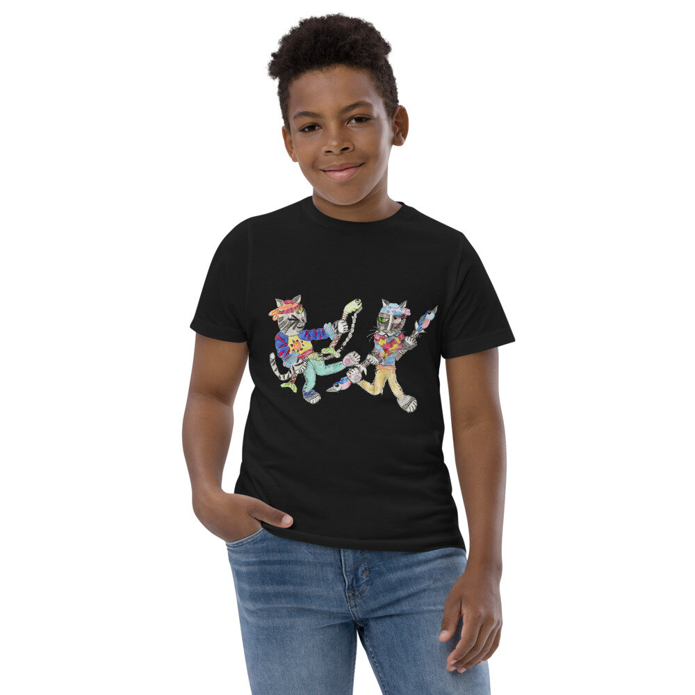 'Ninja Cats' Youth jersey t-shirt by Christine Hammond