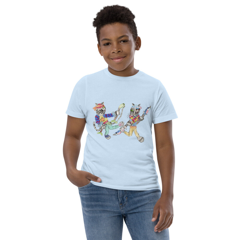 'Ninja Cats' Youth jersey t-shirt by Christine Hammond