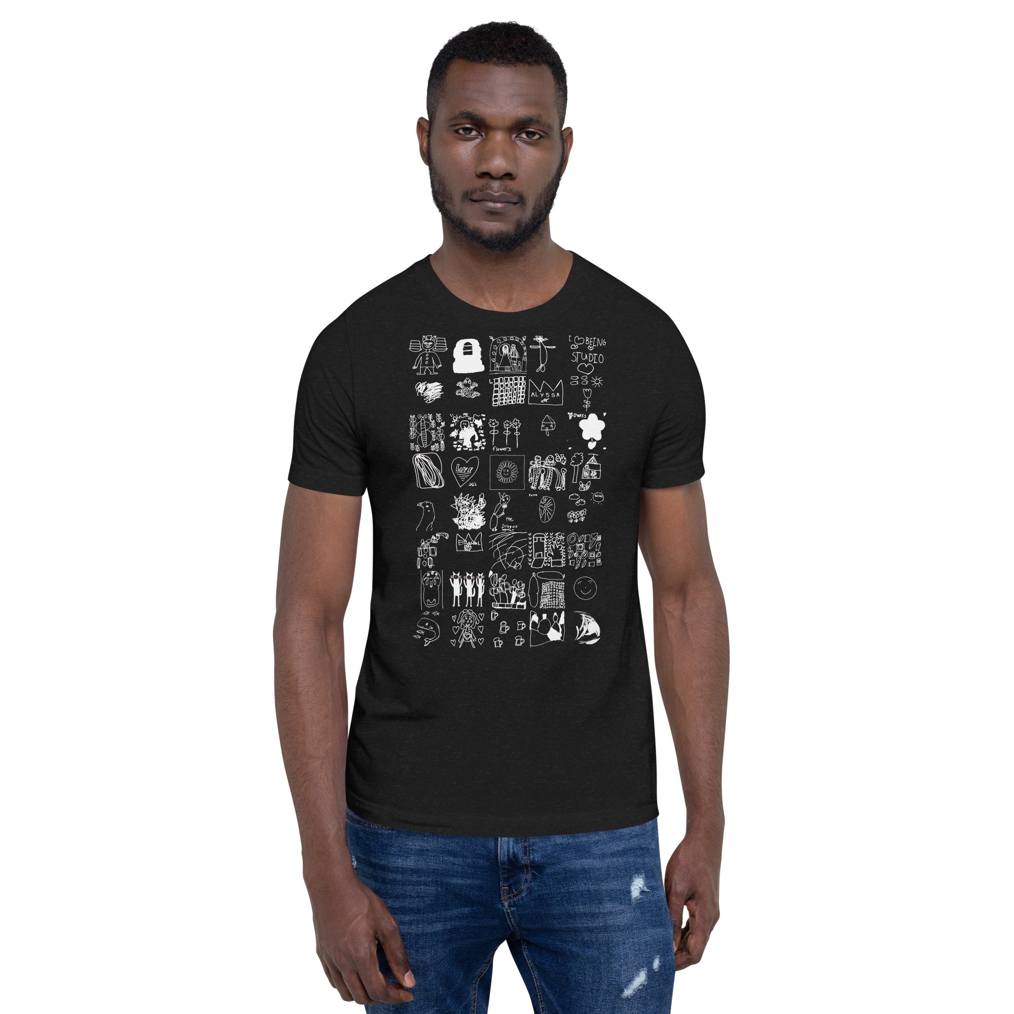 BEING's 20th Anniversary Unisex t-shirt (Black with white artwork)