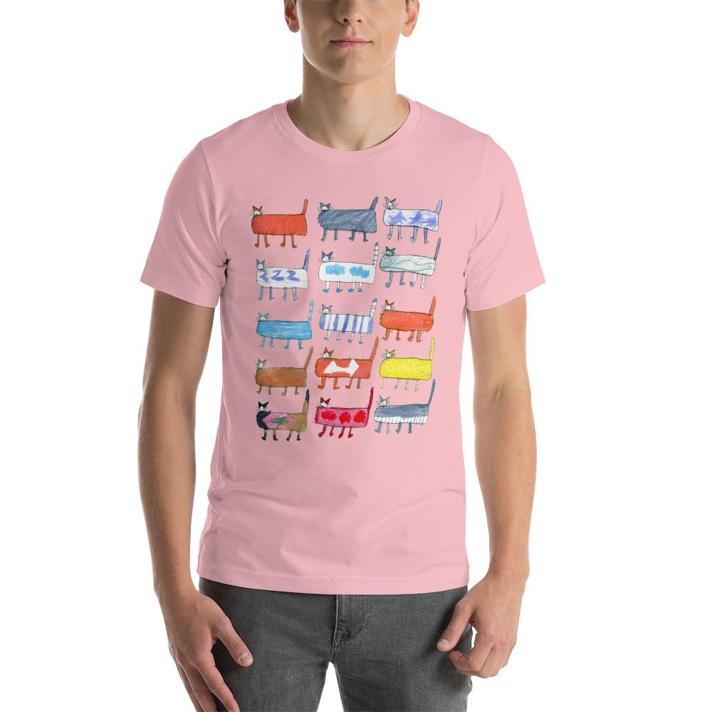 Short-Sleeve Unisex T-Shirt with Cats by Ben Bourgeois